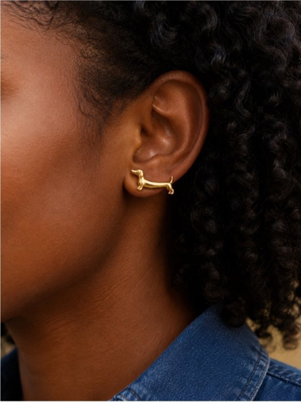 New! 14K Gold Plated Dachshund Post Earrings NWOT 2008 - Picture 2 of 3